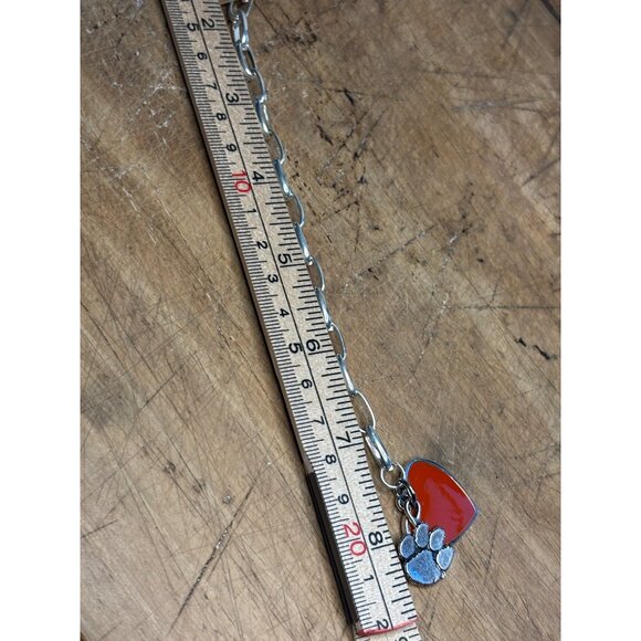 Silver Chain Bracelet W/ Red Heart & Blue Paw Charm Legacy Brand Handmade USA - Picture 6 of 7
